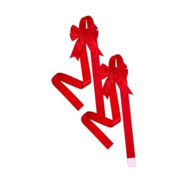 Imagem de oshhni 2 peças de laços de fita de Natal para porta de armário, decoração de árvore de Natal, grandes enfeites artesanais, guirlanda de Natal para festa na, Vermelho