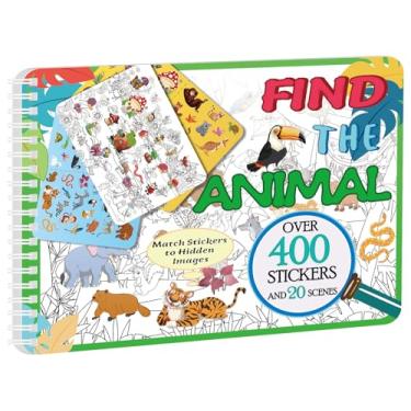 Imagem de Kalysky Pesquise e encontre o livro de adesivos de animais para crianças de 3 a 8 anos, livro de atividades divertidas com tema de 20, mais de 400 adesivos de animais para crianças, brinquedos
