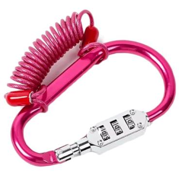 Imagem de Trava antifurto em forma de D, cadeado de metal com senha de 3 dígitos, gancho antirroubo com cabo de aço para motocicletas, scooters e motocicletas