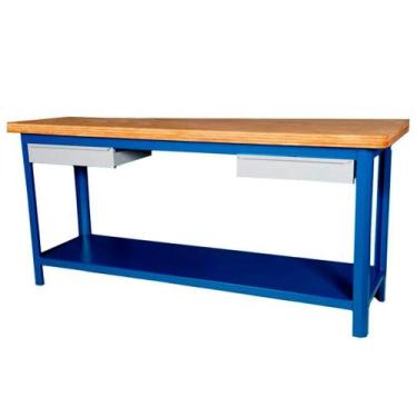 Imagem de Bancada Aberta de 2 Metros com Tampo de Madeira e 2 Gavetas Fercar