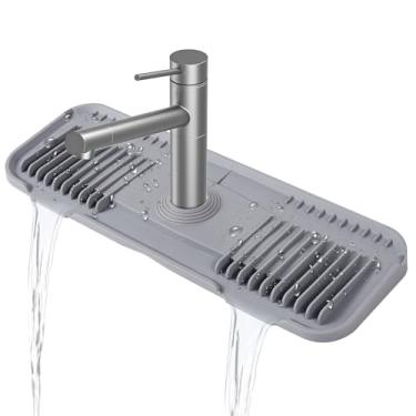 Imagem de Tapete de torneira de silicone, tapete de torneira de cozinha EK-Memory-fish Torneira de silicone coletor de gotejamento com central circular cortável para pia de cozinha, feito sob medida para