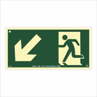 Imagem de Placa Desce Rampa Esquerda Fotoluminescente 24x12cm (Antichamas) - Sig