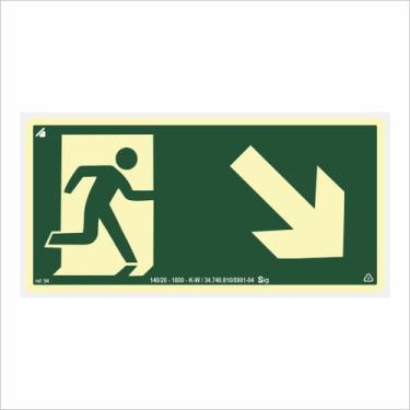 Imagem de Placa Desce Rampa Direita Fotoluminescente 24x12cm (Antichamas) - Sig 