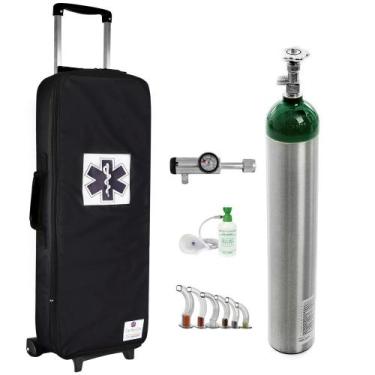 Imagem de Kit Oxigênio 5L Bolsa Preta com Rodinhas Sem Carga Válvula Click - Cor