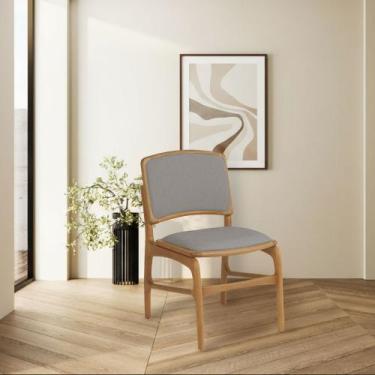 Imagem de Cadeira de Jantar Florença em Madeira Jequitibá Natural Encosto em Tec