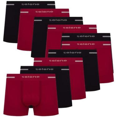 Imagem de Kit 10 cueca boxer box microfibra  selene masculina original, M, Preta