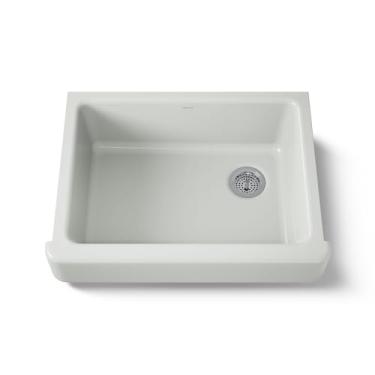 Imagem de KOHLER K-6486-FF Whitehaven Farmhouse Avental de cozinha com pia única frontal com avental curto, sal marinho