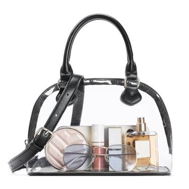 Imagem de BOSTANTEN Bolsa transparente para eventos de estádio pequena bolsa transversal com alça superior para shows, esportes, viagens, Preto, 8 x 3 x 6 inches