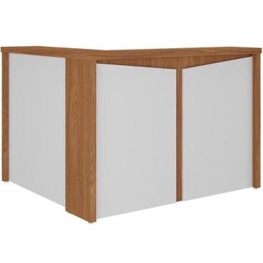 Imagem de Balcão De Atendimento Para Recepção Em L Unik A02 Freijó Branco - Lyam