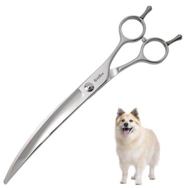 Imagem de Tesouras de cuidado curvas profissionais 50 ° para baixo para cães e gatos, tesouras curvas de arco grande de 8,5 polegadas para o cuidador ou uso doméstico, Japão VG10 Aço afiado, para Poodle