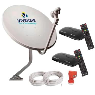 Imagem de Kit Duplo Vivensis C/ 2 Receptores Vx10, Antena 60cm, LNBF e Cabos