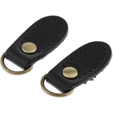 Imagem de Extrator de zíper, puxador de zíper, controle deslizante, 2X extrator de zíper de couro PU Etiquetas de zíper de couro Fixador de substituição Cabeças de zíper Extrator de pingente de zíper de couro p