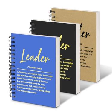 Imagem de WHLBHG Leader Gift Leader 3 peças caderno pequeno A6 mini caderno de bolso presente chefe caderno de liderança diário espiral presentes de agradecimento para mulheres homens (3 - mistura de líder A6