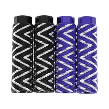 Imagem de Partuto 4 peças de pinos de bicicleta antiderrapantes de liga de alumínio com textura de onda de 100 mm de comprimento para bancos traseiros de bicicleta suportes de pedais de ciclismo eixos de 100 mm