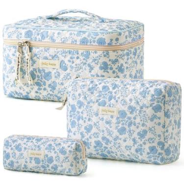 Imagem de Bolsa de maquiagem HBSelect acolchoada de algodão para viagem, 3 peças