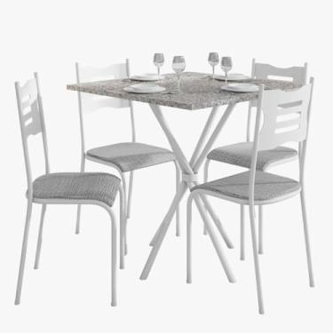 Imagem de Kit Mesa Diamante 542 Sala de Jantar 4 Cadeiras Pés Tubular Cinza/branco