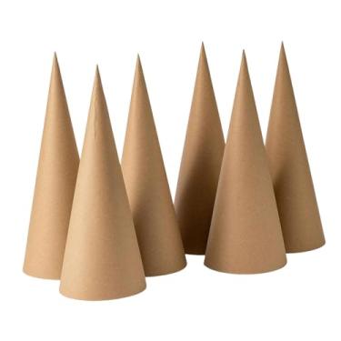 Imagem de oshhni 6x cones de papel machê, fundo aberto, 30 cm, cones de artesanato, decoração de árvore de Natal para festa escolar, chapéu, dia dos namorados, natal