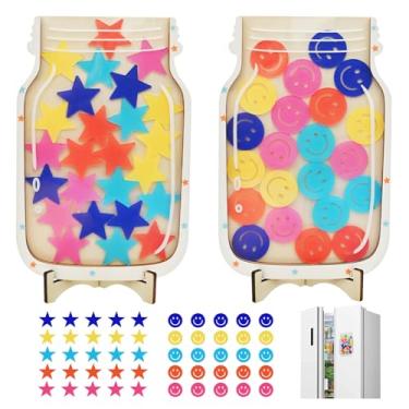 Imagem de Pacote com 2 frascos magnéticos de recompensa, pote de recompensa de sala de aula para crianças pequenas, sistema de recompensa de jarra de estrela, pote de recompensa de treinamento de penico