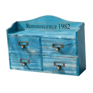 Imagem de Bothyi Organizador de gavetas de madeira para armário decorativo, economiza espaço, mesa ou caixa de armazenamento de parede para maquiagem, mesa de, Azul