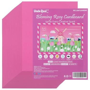 Imagem de Uncle Paul 40 folhas de papelão rosa florescendo - 21 x 28 cm, capa dupla face, papel para impressora de 29,5 kg, perfeito para álbuns, artesanato, cartões de visita 180 g/m² UAP25RR040