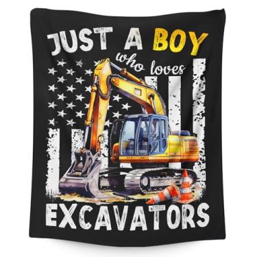 Imagem de Sharecolor Presentes de escavadeira para meninos, cobertor fofo de carro para crianças adolescentes amantes de caminhões de construção, 101 x 127 cm, apenas um menino que ama escavadeiras, cobertores