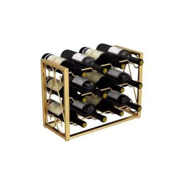 Imagem de Ganchos de pesca rack de vinho pingente barra inclinada adega casa adega refrigerador de vinho rack de exibição rack de vinho tinto ganchos de peixe (cor: ouro, tamanho: 45 * 20 * 33)