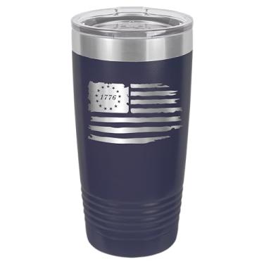 Imagem de FarmedandFashioned Copo isolado com tampa 1776 Betsy Ross bandeira americana de 590 ml, caneca de viagem de aço inoxidável gravada a laser, presentes dos EUA para homens, presentes dos EUA para