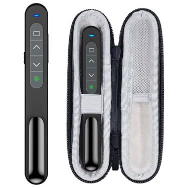Imagem de Clicker de apresentação sem fio recarregável USB tipo C 2 em 1 com ponteiro laser verde e estojo de armazenamento, clique deslizante PowerPoint para Mac Windows Keynote, apresentador remoto PPT