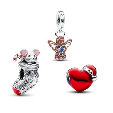 Imagem de TCZNAF Berloques de flores da moda para a família para pulseiras, contas Love Mom, pingentes pendentes de Natal para mulheres, 4.5mm-5mm, Zircônia cúbica, Zircônia cúbica