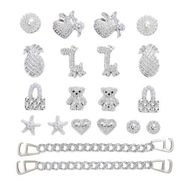 Imagem de Pingentes de sapatos brilhantes para mulheres, joias fofas acessórios de sapato para meninas, correntes de sapato para sandálias de tamanco, Prateado, Medium