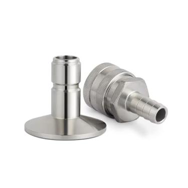 Imagem de Conjunto de trava de esfera de desconexão rápida com braçadeira tripla de 1,5", encaixe sanitário de aço inoxidável 304 para cerveja artesanal e barris de milho(Set 1)