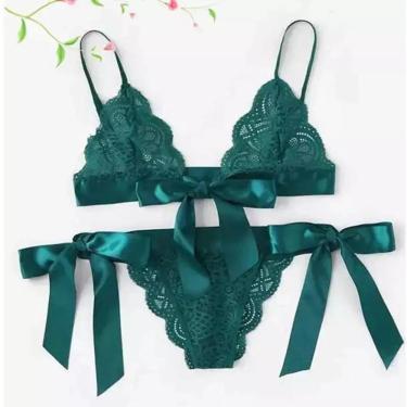 Imagem de Conjunto Sutiã e Calcinha de Renda Transparente ElaShopp