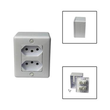 Imagem de Tomada Dupla Sobrepor 3 Pinos 250V Branco - Ilumi