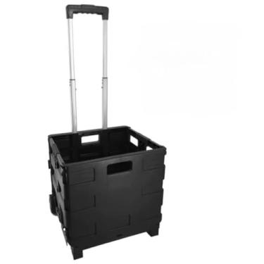 Imagem de Carrinho de compras portátil dobrável ao ar livre mão empurrando piquenique acampamento carrinho cesta vegetal puxar has