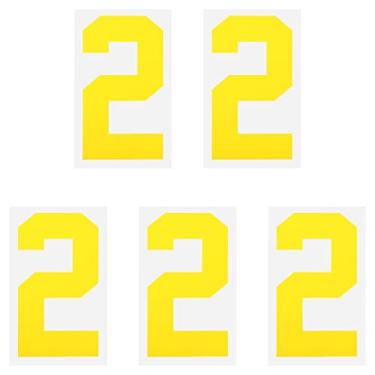 Imagem de Iron on Número 2 Transferência de Calor 20 cm Amarelo Número Único para Uniforme de Equipe, Camiseta Esportiva, Futebol, Basquete, Beisebol, Pacote com 5