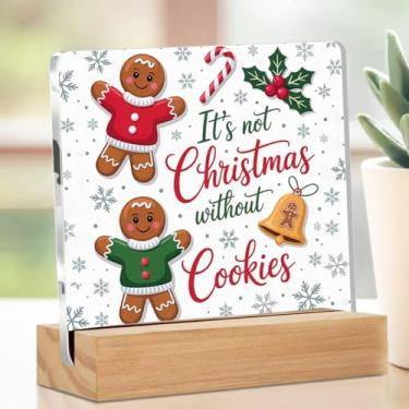 Imagem de Presentes de Natal para mulheres e homens, amigos, decoração de mesa de acrílico de pão de gengibre, floco de neve, placa acrílica, mesa de Natal, placas decorativas para escritório em casa, sala de