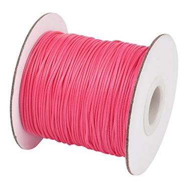 Imagem de Cordão de poliéster encerado coreano ecológico de 1 mm de 85 metros, fios para trançar, fúcsia para artesanato, pulseira, colar de macramê, fabricação de joias