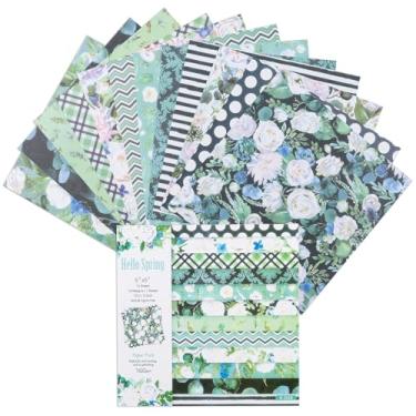 Imagem de 12 folhas de blocos de papel para scrapbook, 12 designs de 15,2 x 15,2 cm, papel de cartolina com padrão único de 15,2 cm x 15,2 cm, papel decorativo de 160 g/m², bloco de recortes para projetos DIY