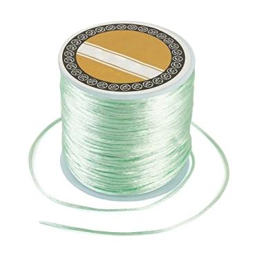Imagem de 70 m/70 m 1 mm corda de cetim com acabamento de nylon fio de seda para nó chinês trançado kumihimo macramê amizade pulseiras para fabricação de joias, água-marinha
