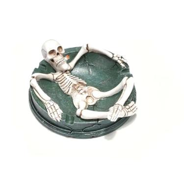 Imagem de Cinzeiro doméstico para pátio externo, lindo cinzeiro de caveira de resina para fumantes, decoração de Halloween, pacote com 1