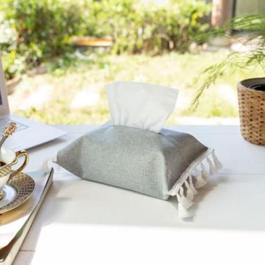 Imagem de Saco de armazenamento de papel higiênico de pano – Organizador de guardanapos simples de cor sólida para mesa de jantar e suporte de caixa de lenços de mesa cinza 2