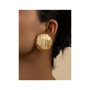 Imagem de Brincos requintados banhados a ouro 18k retrô de aço inoxidável para uso diário, dia das mães, noivado, dia dos namorados, presentes, Standard, Metal, Sem pedra preciosa