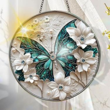 Imagem de Apanhador solar de acrílico colorido, decoração de janela suspensa de borboleta com design de vitral impresso, apanhador de sol, arte de parede de arco-íris, ideia de presente e ornamento de jardim