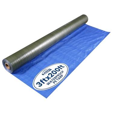 Imagem de TARPAL Rolo de lona de 9,5 x 6,8 m à prova d'água 5 mil lonas de polietileno multiuso capa de lona à prova de poeira, resistente a rasgos para decoração, pintura, uso doméstico (verde/azul)