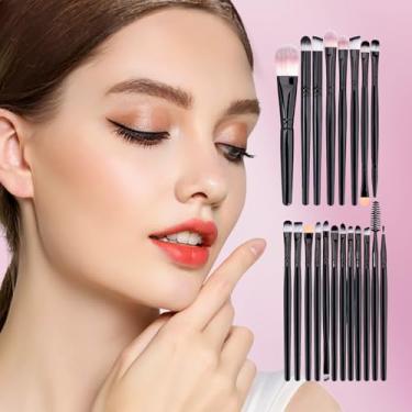 Imagem de Conjunto de pincéis de maquiagem profissional de 20 peças com liquidificador de esponja de beleza - ferramentas cosméticas completas para base, sombra e blush