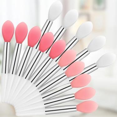 Imagem de Conjunto de pincéis labiais de silicone de 15 peças - pincéis aplicadores de batom em branco, rosa e vermelho