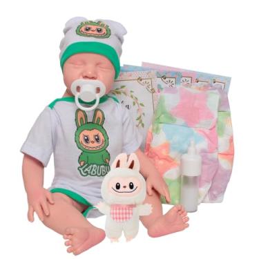 Imagem de Boneco Reborn Bebê Silicone Levi Kit Acessórios Pelúcia