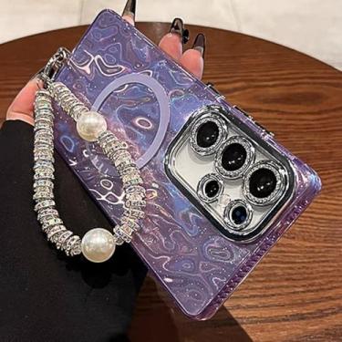 Imagem de Capa com cordão de mão com estampa de concha para Samsung S25 Ultra, capa com película de lente brilhante para Galaxy S24 S23 A56 A56, A3, para Samsung A54 5G