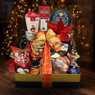 Imagem de G&O Boutique Gourmet Cesta de Natal Family Time, Premium com Vinho Chileno, Espumante Francês, Panettone Italiano, Queijos e Delícias Importadas