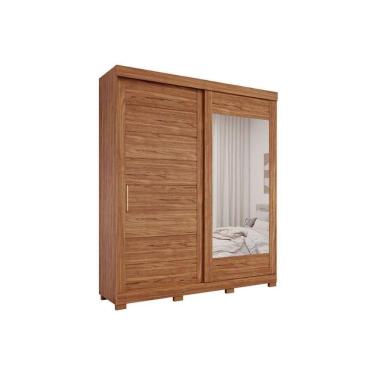 Imagem de Guarda Roupa 2 Portas De Correr (1 C- Espelho) E 3 Gavetas C- Pés Flora Cinamomo - Panan